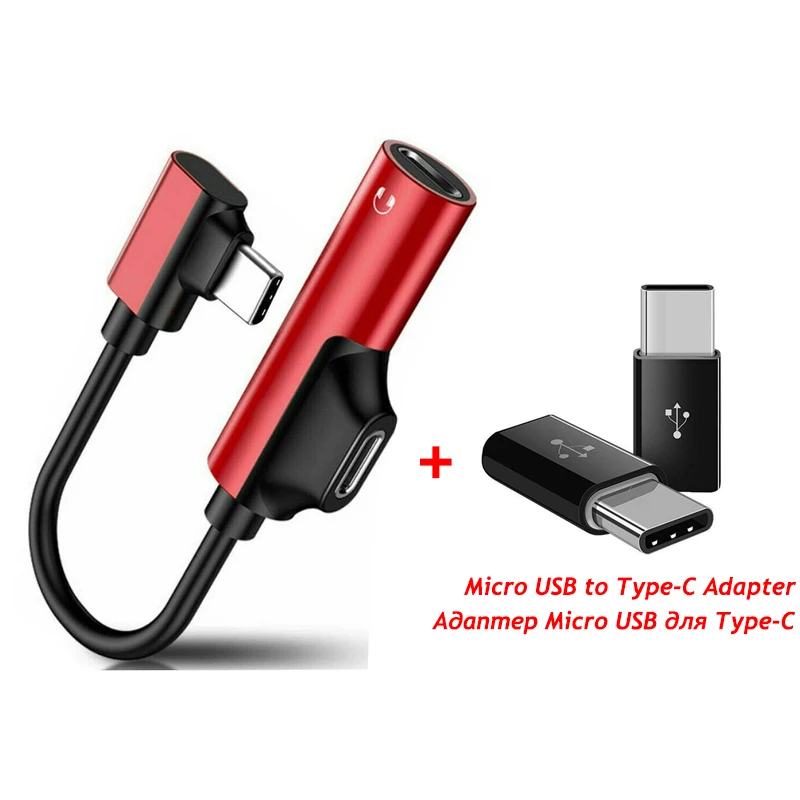 Type C Adapter 2 в 1 аудио адаптер TypeC 3,5 мм разветвитель AUX Adaptateur для samsung Galaxy A90 A80 A70 A50 A30 S10 Auriculares Tipo C Adaptador - Цвет: Type C Adapter