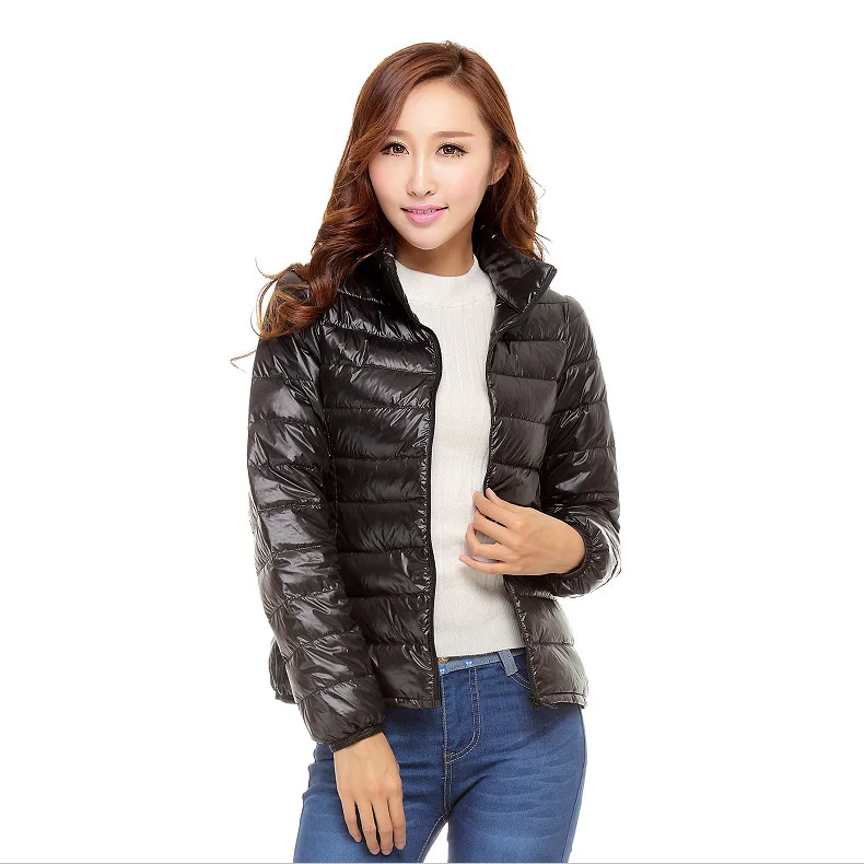 Утиный белый 90% ультра тонкая пуховая куртка для женщин большой Размеры женская
