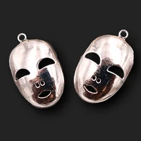 6pcs silver plated maskes pendants retro necklace bracelet metal accessories diy charms jewelry carfts making 3925mm a1423