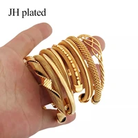 jhplate african ethiopia fashion gold color bangles jewelry women mengifts stretchable adjustable size bracelet giving friends