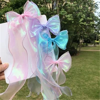 girls super fairy hair accessories big bow braided hairstyle hairpin little fairy colorful long streamer fishtail riband spring