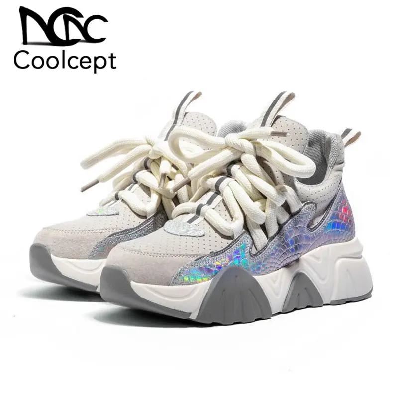 Coolcept/женские кроссовки из натуральной кожи Лидер продаж обувь на платформе
