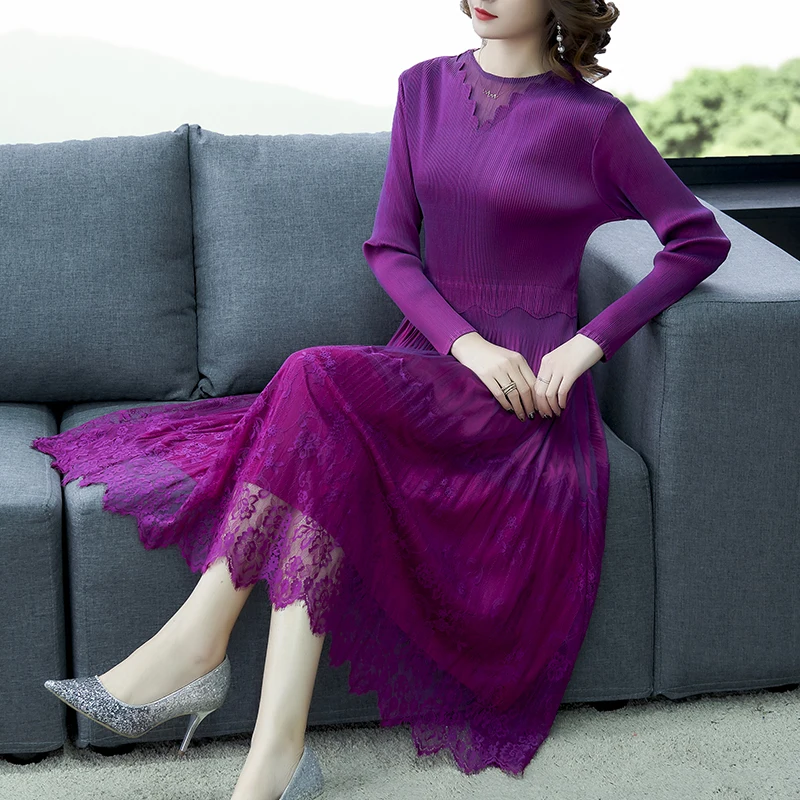 COIGARSAM лоскутное женское длинное платье новые кружевные сетчатые платья с высокой