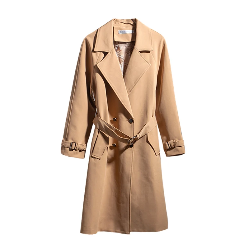 

Осенний женский классический двубортный тренчкот, водонепроницаемый дождевик, деловая верхняя одежда