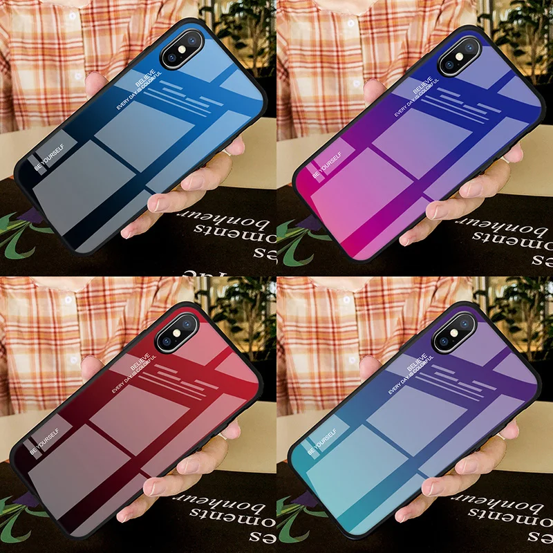 Роскошный градиентный чехол для iPhone 6 6S 7 8 Plus из закаленного стекла Apple i Phone 11 Pro X XR