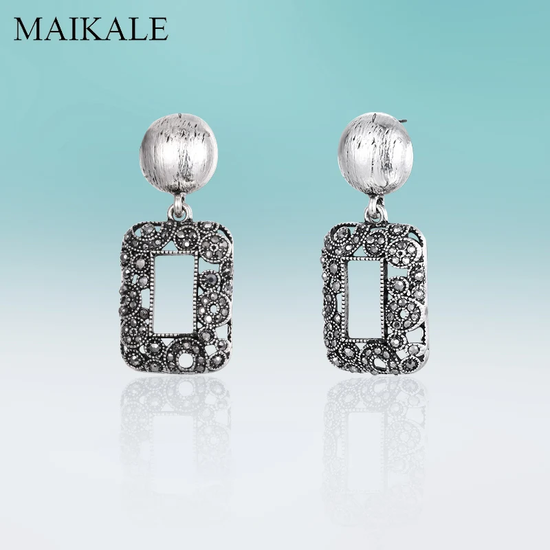 Женские Винтажные висячие серьги MAIKALE квадратные подвески из цинкового сплава с