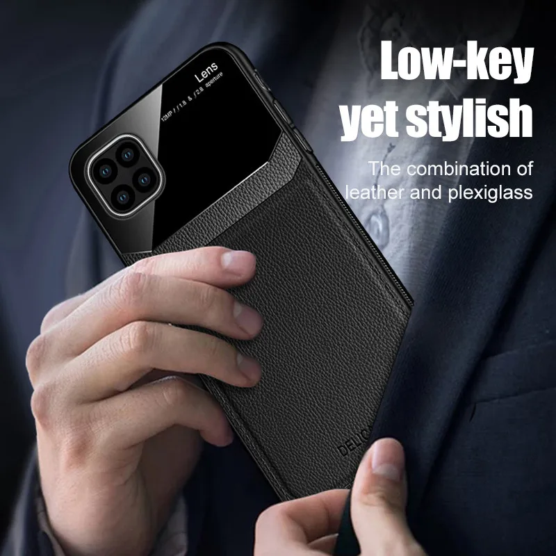Кожаный чехол для huawei p40 lite p 40 защитная задняя крышка камеры телефона силиконовый