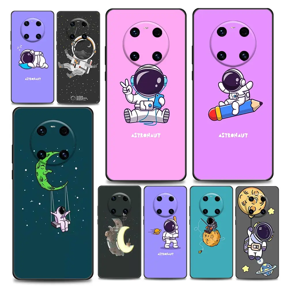 

Cute Cartoon Astronaut Phone Case for Huawei Y6 7 9 5p 6p 8s 8p 9a 7a Mate 10 20 40 Lite Pro Plus RS Soft Silicone Cover