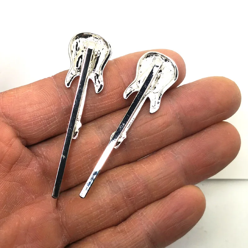 Гитара с отделкой кристаллами заколки для волос модным металлическим Розовая