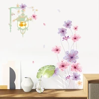 painted flowers street light wall sticker living room background bedroom decoration wallpaper beautify for home decor stickers