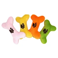 candy color bone shape plush dog squeaky toys funny cute puppy training interactive toy for small medium pets accessories