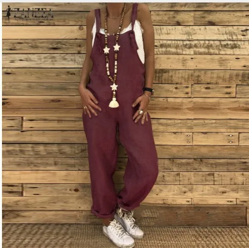 

Women's Jumpsuit loose large casual hemp cotton Jumpsuit