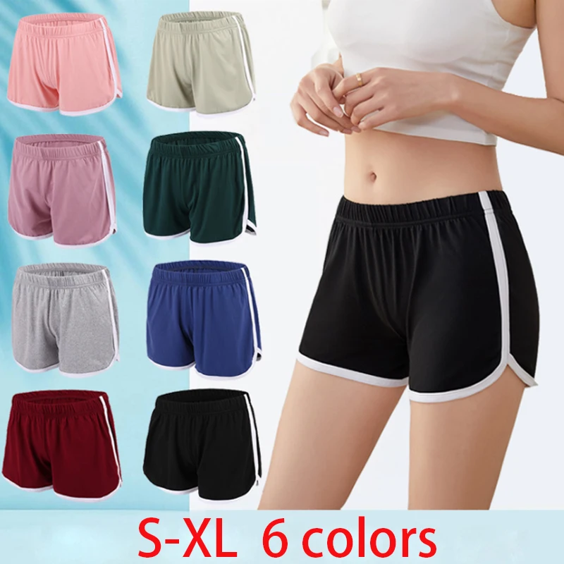 

New Summer Sports Shorts 2021 Candy Color High Waist Elasticated Seamless Casual Lady Elastic Waist Beach Fitness Leggings Push