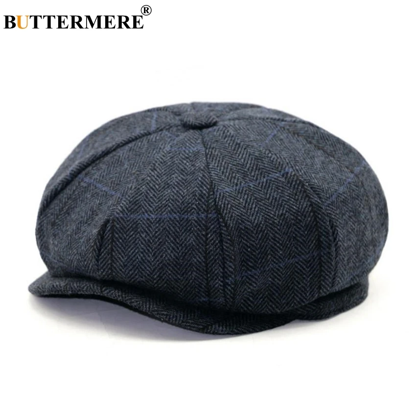 BUTTERMERE, Мужская кепка Newsboy, берет унисекс, шерстяная шапка, твид, Гэтсби, восьмиугольная, в клетку, для женщин, винтажный бренд, зима, весна, шапки Duckbill