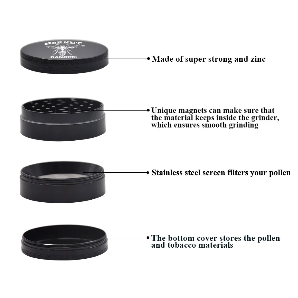 HORNET металла табак жернов для трав 63 мм 4 шт. с пыльца зрелище лоток острые зубы из
