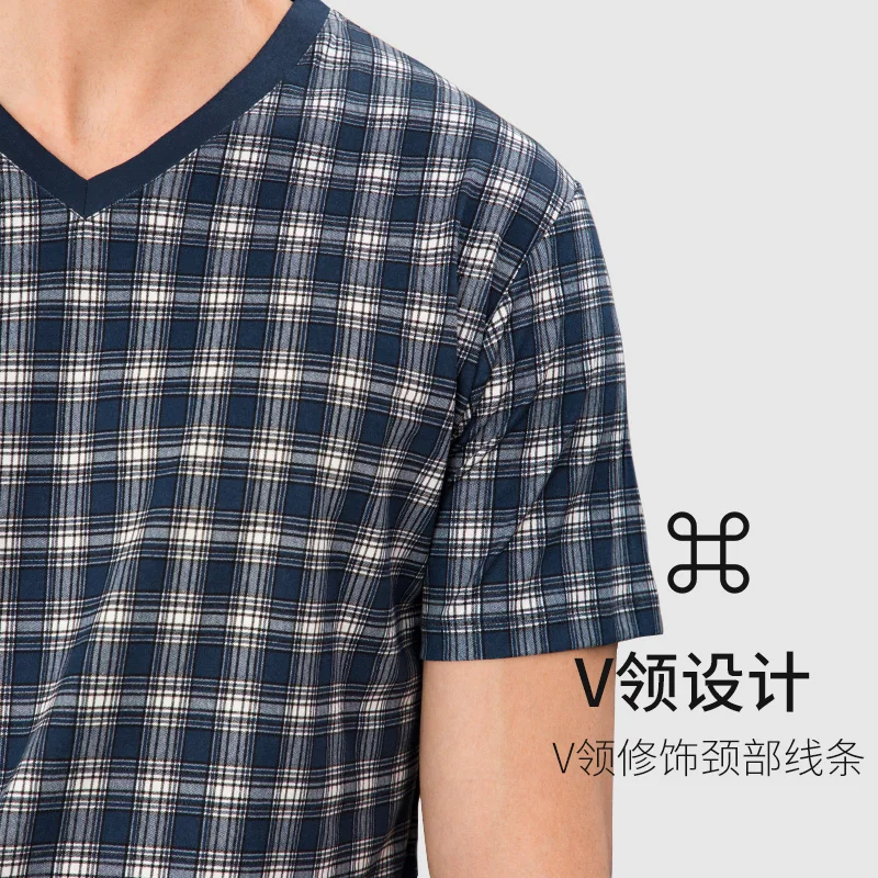 SCHIESSER PLATINUM European imported men's cotton breathable short-sleeved shorts home suit E9/16185H