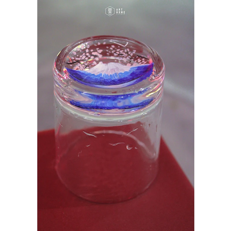 Стеклянная чашка с ручным рисунком кружка из боросиликатного стекла