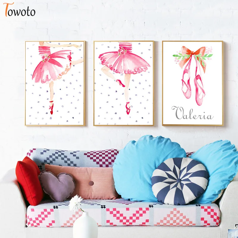 Настенная картина розового цвета для детской комнаты балетное платье обувь