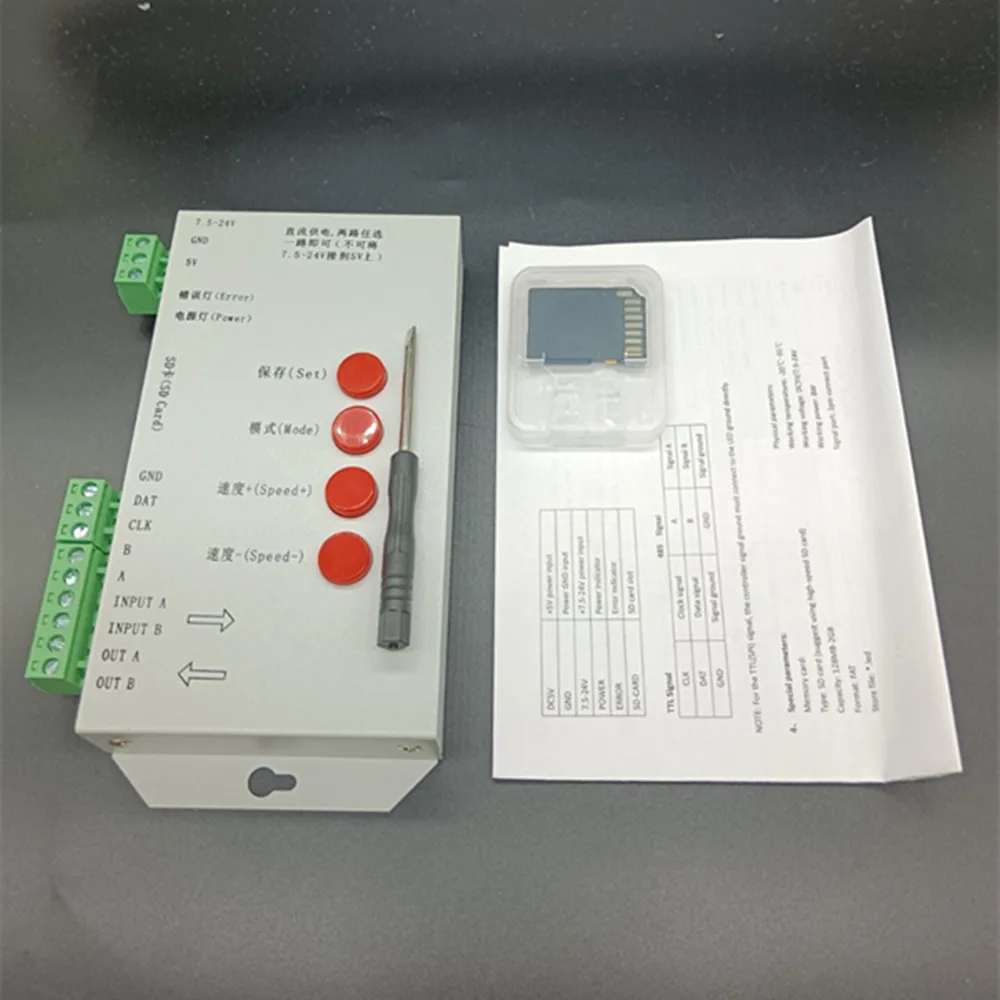 T1000S SD Card WS2801 WS2811 WS2812B LPD6803 LED 2048 Pixels Controller DC5~24V T-1000S RGB | Освещение