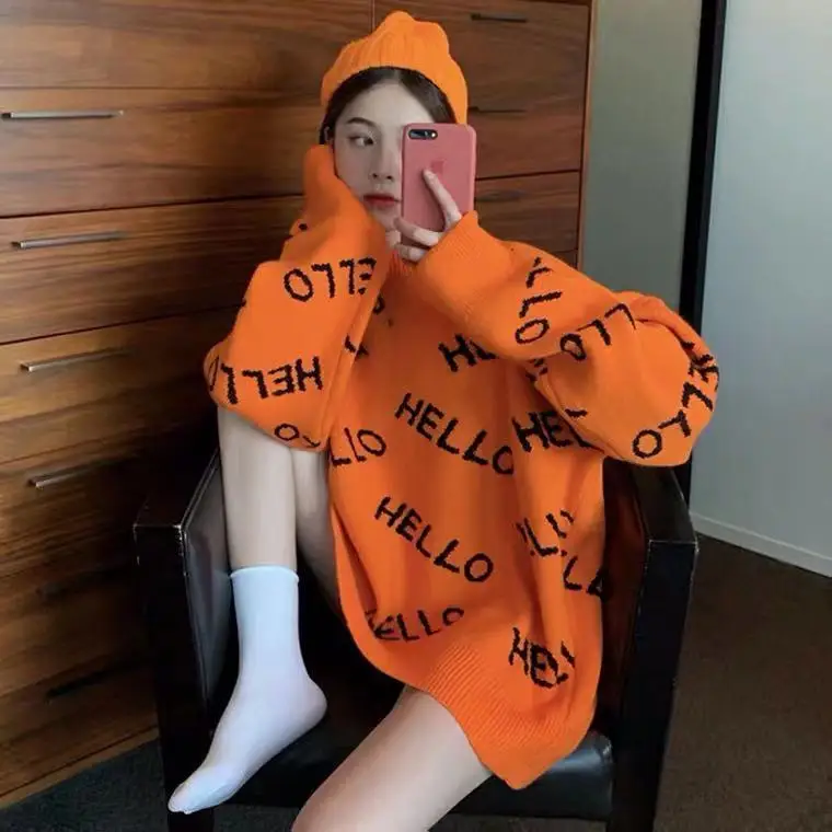 

Sweater women's autumn and winter loose jacket women's T-shirt long sleeve