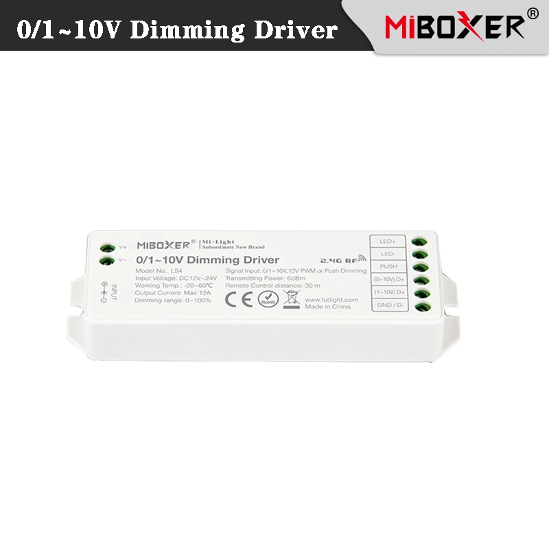 

Mi.light LS4 0/1~10V Single Color LED Strip Dimming Driver DC12V-24V PWM or Push Dimming Signal Input LED Controller