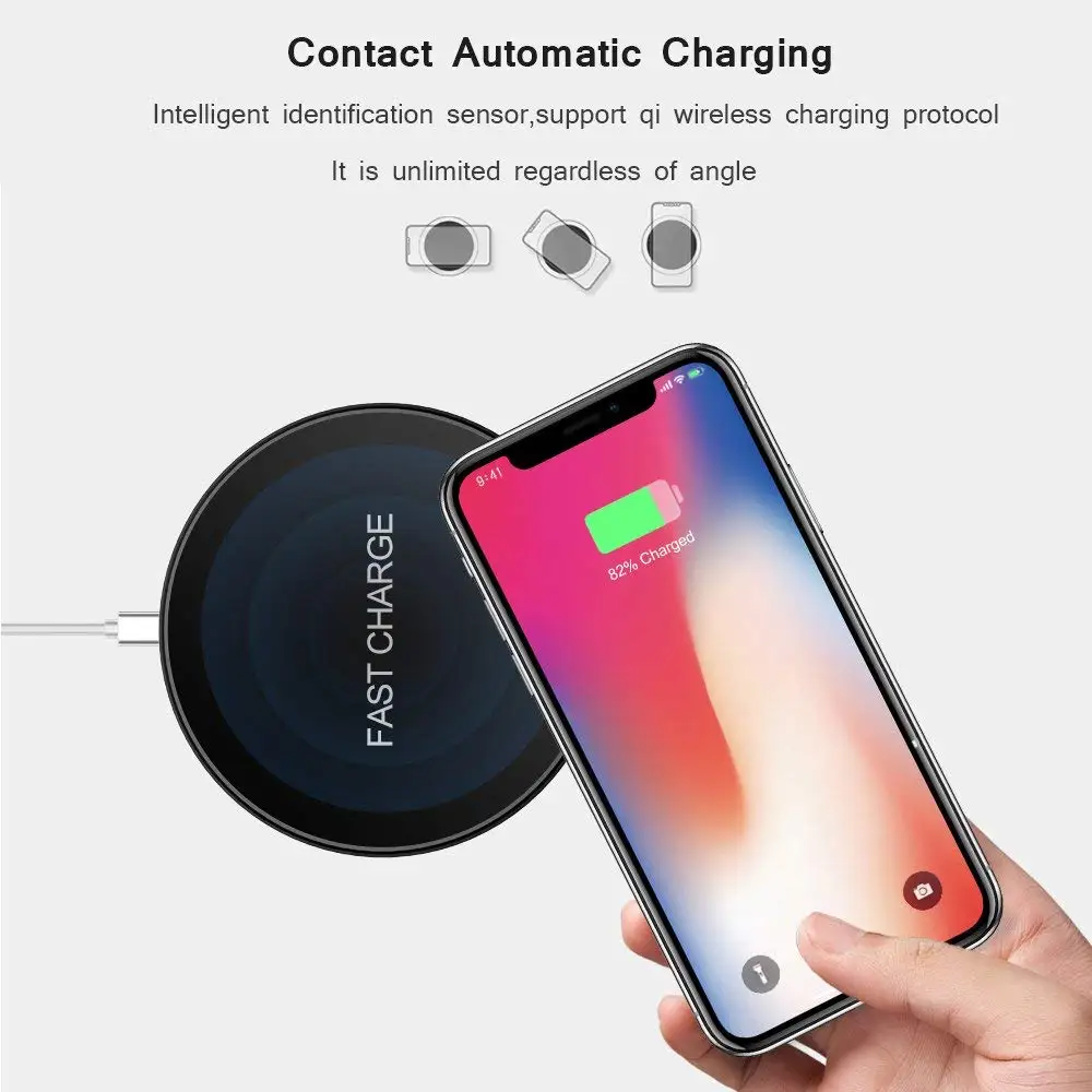 QI 10W Quick Wireless Charger For Apple iPhone XS Max XR X 8 QC 3.0 Fast Charging LG V30 Blackberry Evolve USB Pad | Мобильные