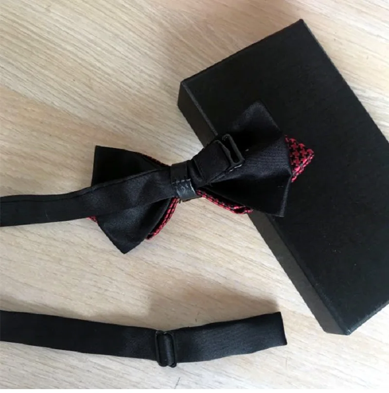 2020 New Fashion Designer Men's Bow Ties Double Fabric Houndstooth Wine Red Tie Wedding Host Butterfly with Gift Box | Аксессуары