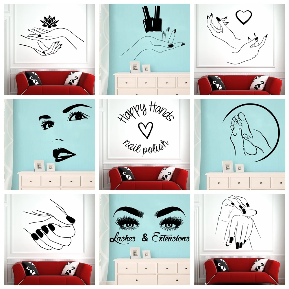 Креативная искусственная виниловая наклейка на стену для маникюрного салона