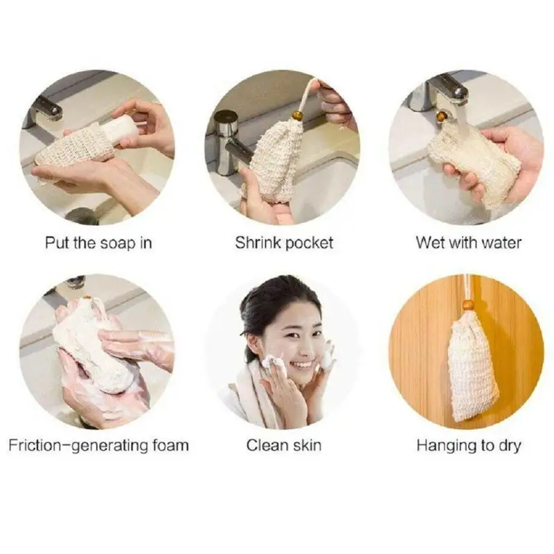 

Brown Soap, Cotton, Linen, Foaming Net, Handmade Soap Storage Bag, No-rubbing Cleanser, Cleansing Massage Belt