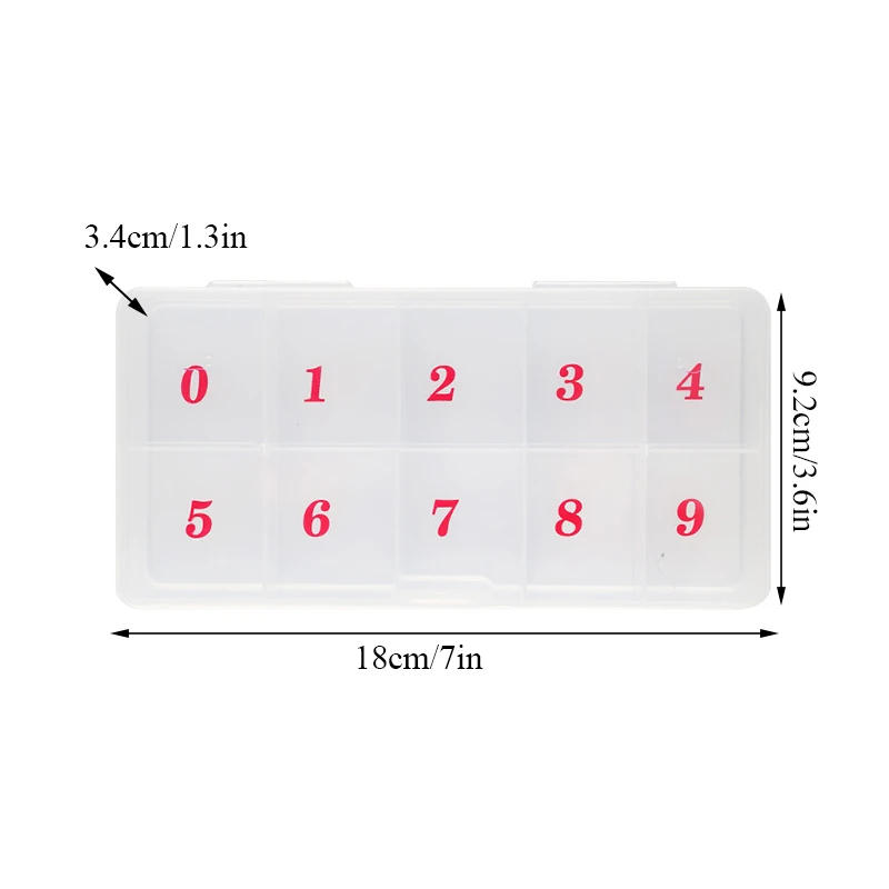 Translucent False Nail Numbers Manicure Tool Clear Natural Storage Case Nail Box Empty Storage 10 Grids Nail Art Box Storage