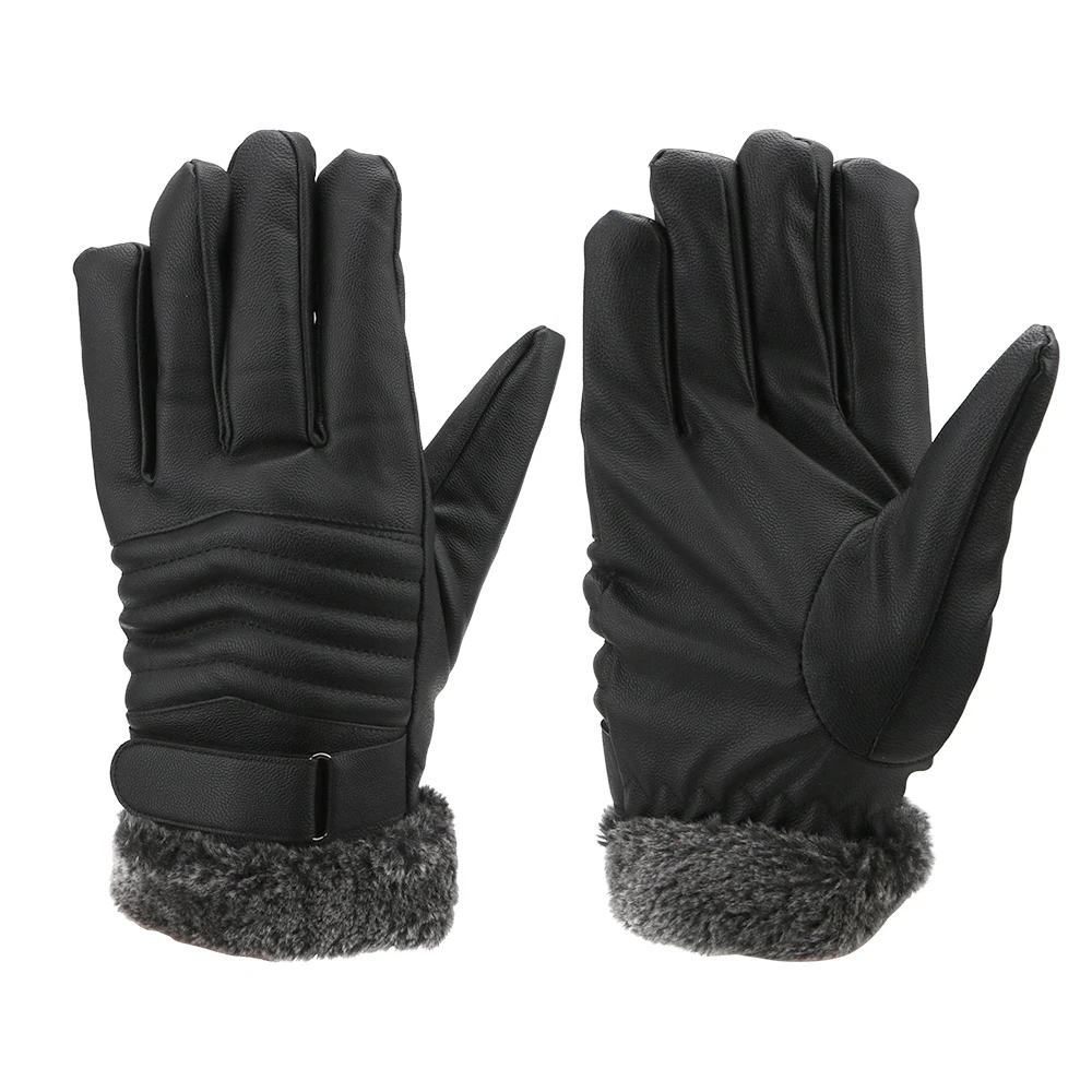 

Leather Winter Mittens Anti Slip Men's Windproof Gloves Touch Screen Soft Gloves Full Finger Warm Gloves Bike Cycling Mitten