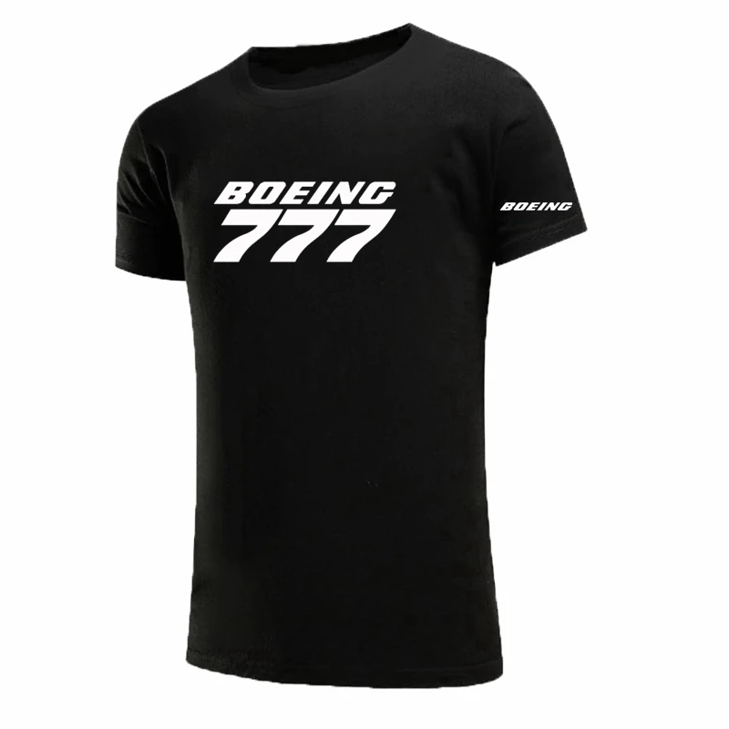 

Men T-Shirt Boeing 777 Silhouette Top View Airplane Pilot Hipster Cotton Tees Short Sleeve T Shirts Round Neck Clothes Gift Idea