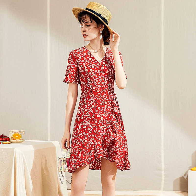 Женское Повседневное платье с цветочным принтом элегантное винтажное шелковое