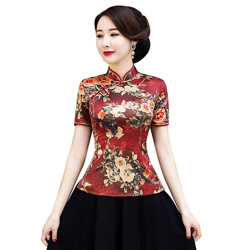 Китайский стиль Ципао шелковые топы женское улучшенное модное Платье средней