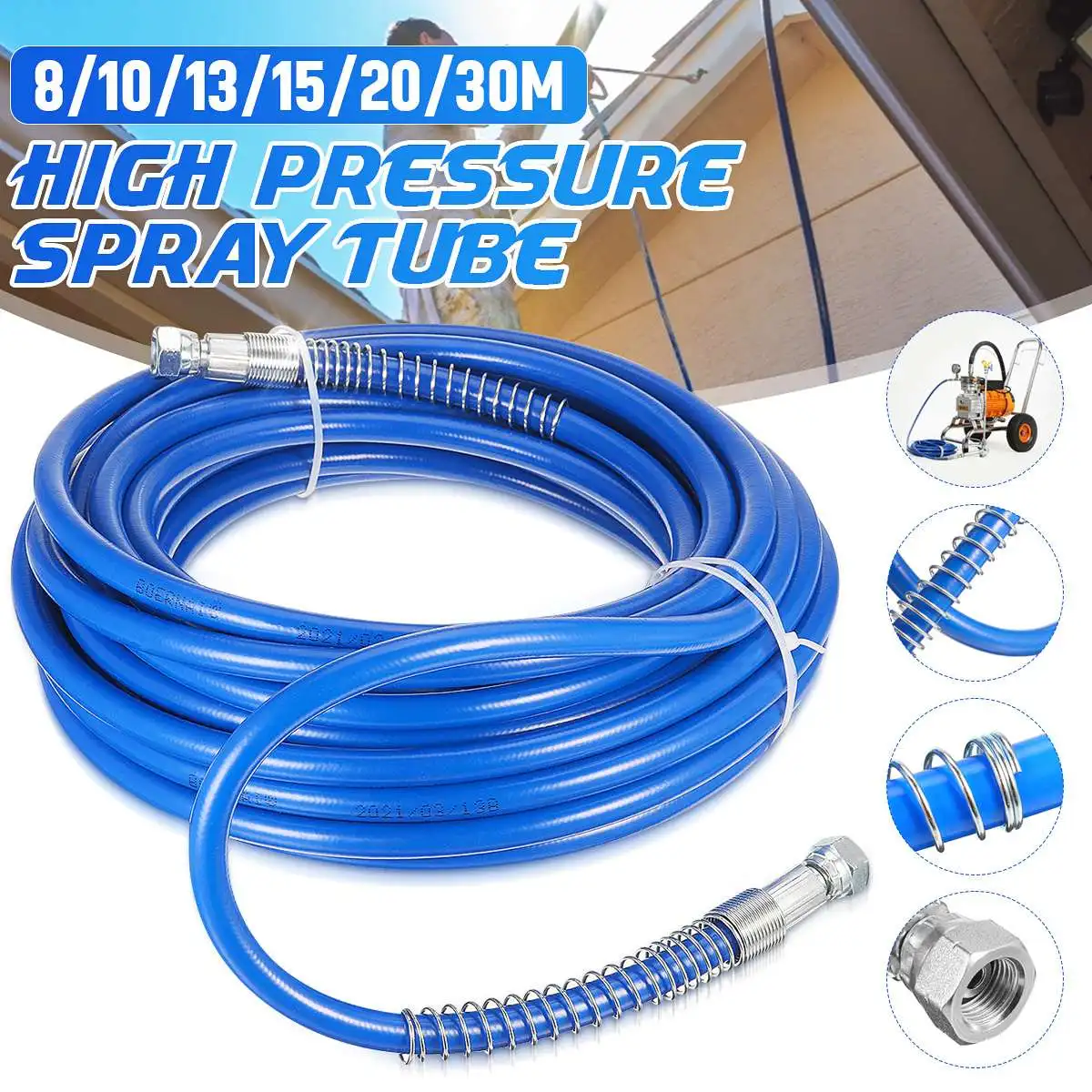 

8/10/13/15/20/30m Paint Spray Gun Hose Tube Pipe 5000PSI Airless Spray gun Sprayer Fiber for Home Cars Power tools Accessories