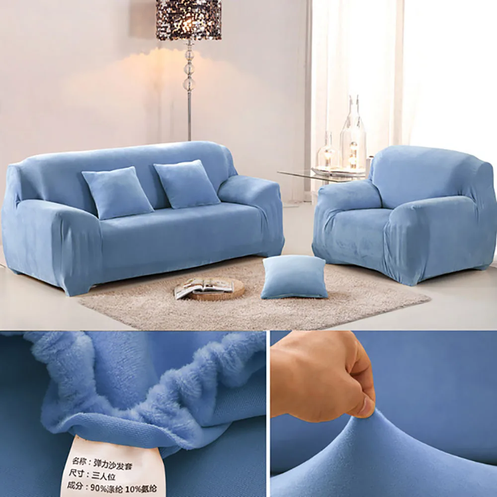 

Elastic Sofa Cover Solid color Thicken Corner Couch Covers Non-slip L Shape Polyester Fabric 1 2 3 Seater Soft Couch Slipcover
