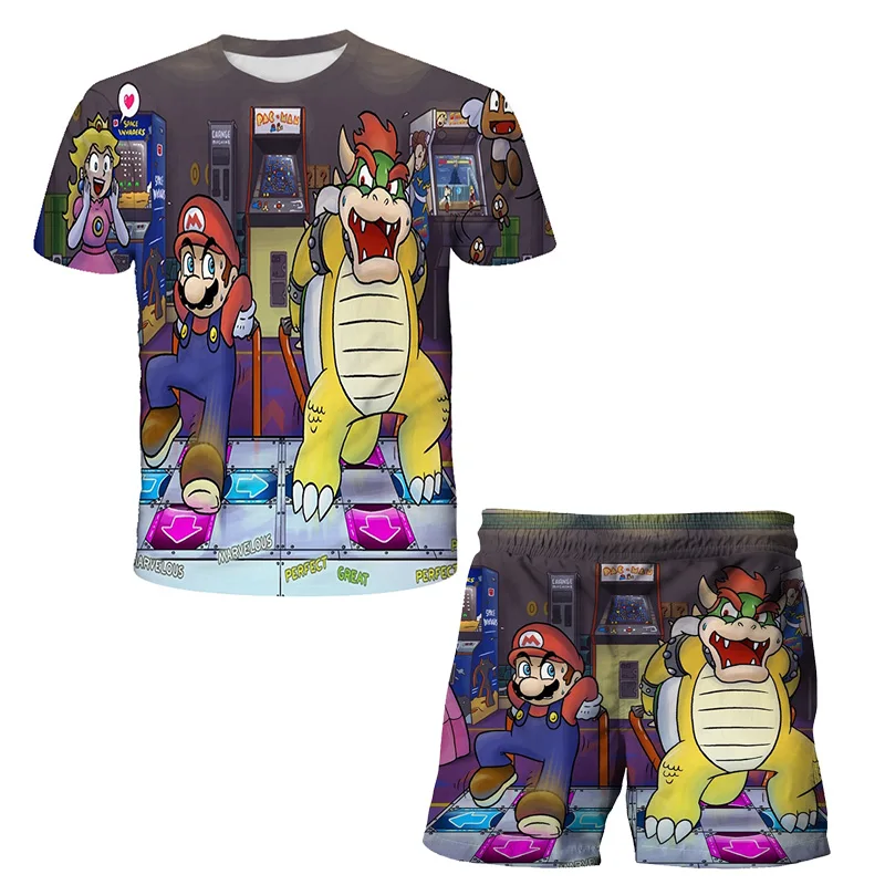 

New Summer Baby Mario Clothes Suit Children Fashion Boys Girls Cartoon T Shirt Shorts 2PcS/Set Casual Clothing Kids Tracksuits