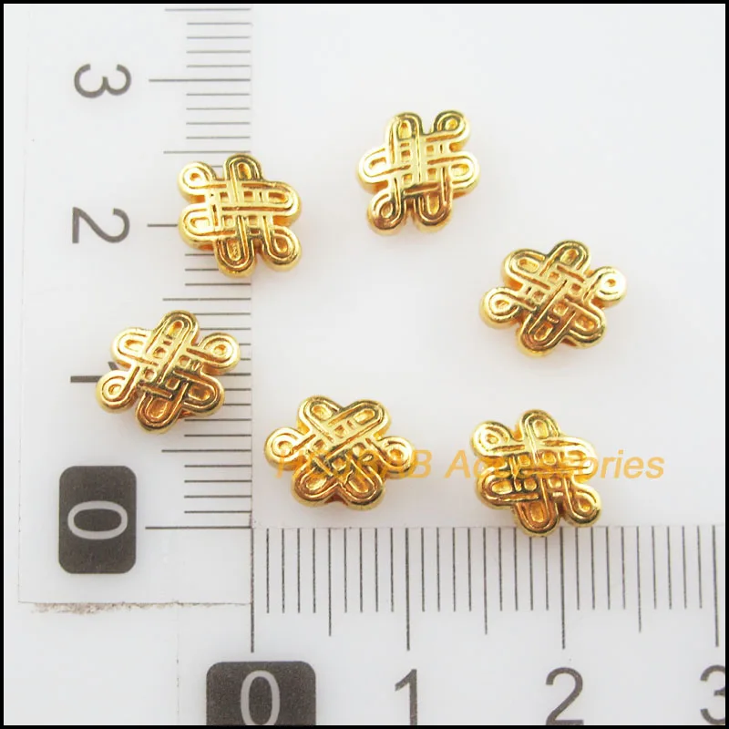 New 40Pcs Gold Color Flower Chinese Knot Spacer Beads Charms 7x10mm | Украшения и аксессуары
