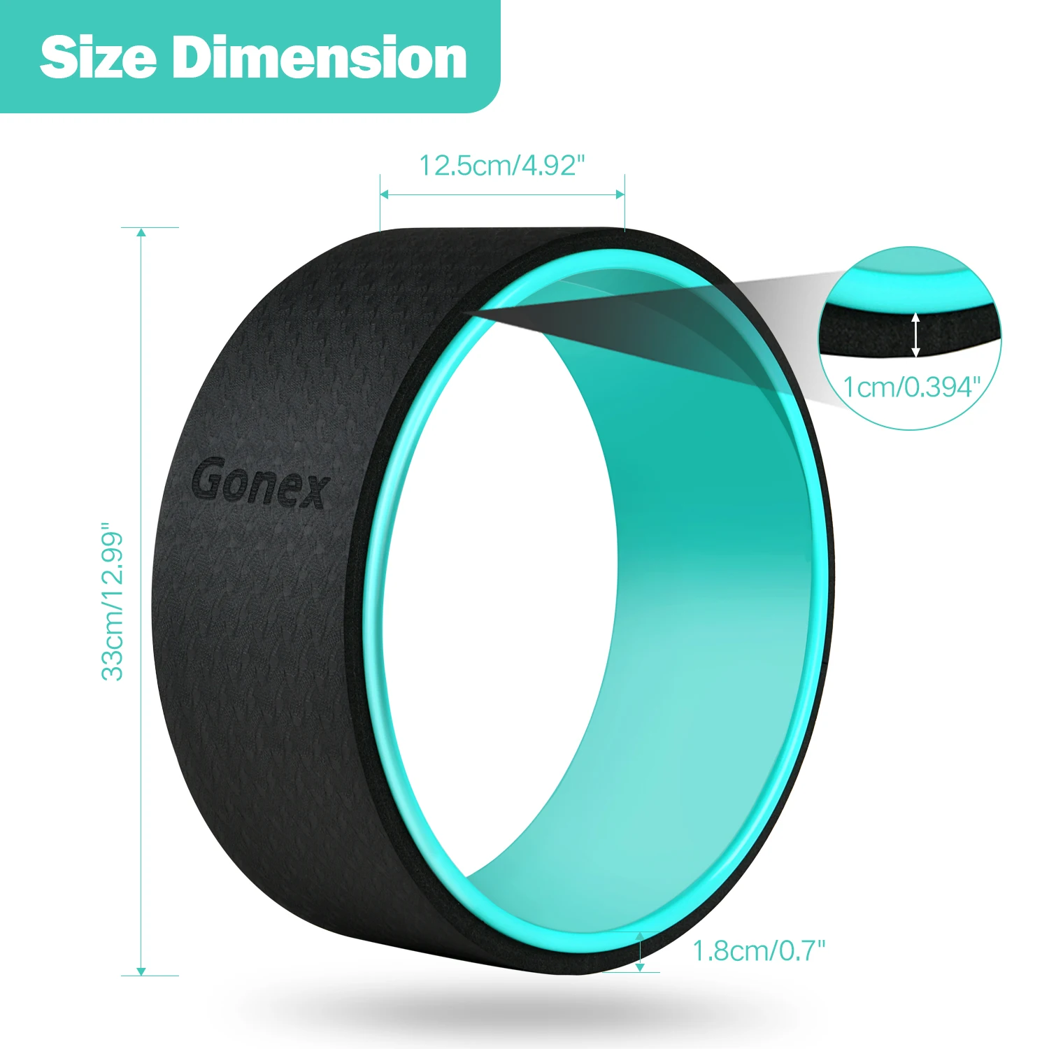 Круги для йоги Gonex, колеса для йоги 33x12,5 см с гидом для тренировки и толстой подушкой для растяжения, повышения гибкости и удобного сгиба спины