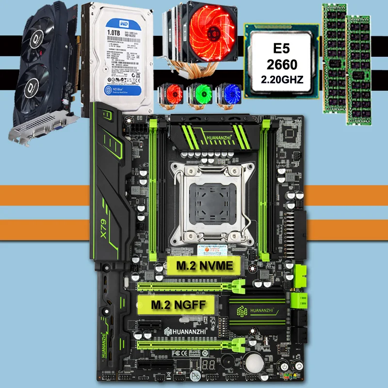 HUANANZHI X79 материнская плата ЦП Xeon E5 2660 SROKK с 6 тепловыми трубками кулер ОЗУ 16 Гб (2*8 ГБ)