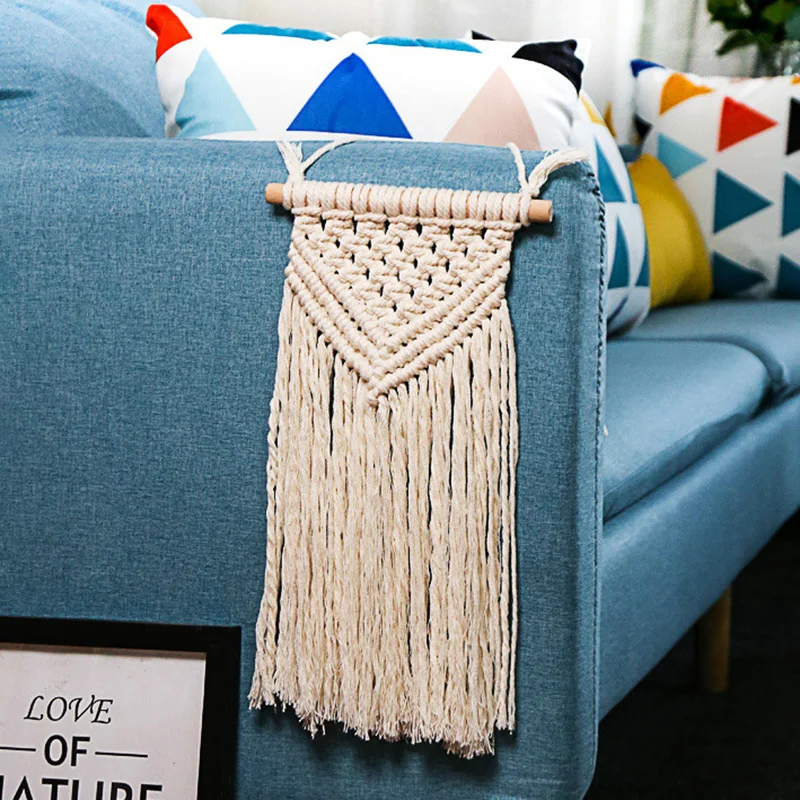

Bohemian Wall Hanging Tapestry Hand Woven Macrame Woven Tapestry Cotton Rope Wall Hanging Ornaments Living Room Home Decor