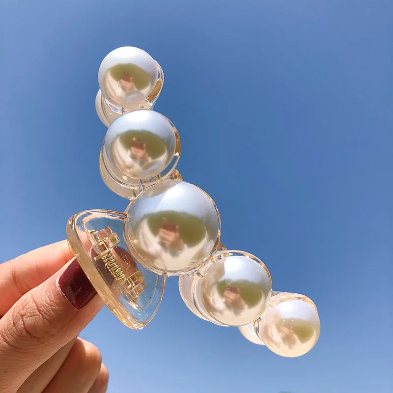 Женские заколки для волос с жемчугом черные или белые пластиковые