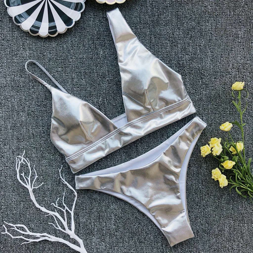 Home&Nest Sexy Women Solid Backless Two Piece Filled Bra Bikini Set Swimsuit Beachwear Beach Bathing Suit Swimwear Swimming | Женская