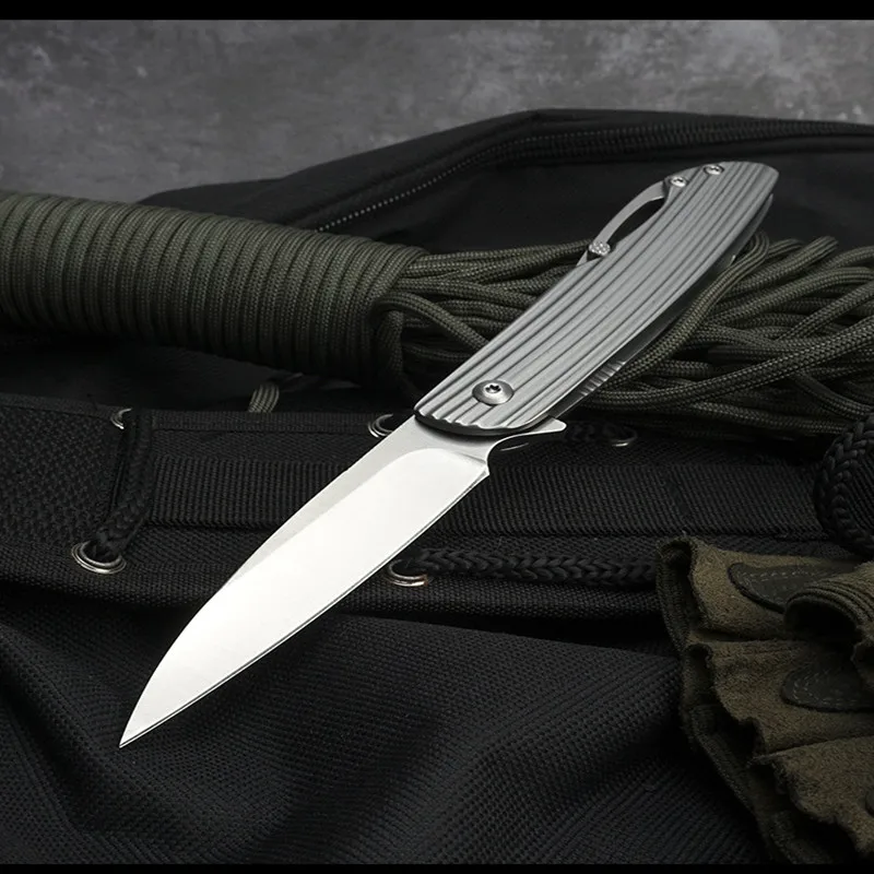 

Fixed Blade Camping Hunting Survival Tactics Outdoor Folding Knife All Stainless Steel Titanium Alloy EDC Rescue Utility Knife