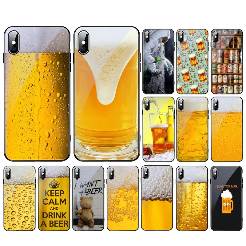 

Beer Alcohol Summer Bubble Tempered Glass phone case For iphone 13 Pro Max For iphone 12 11 Pro Max XS XR X 8 7 Plus SE2 Case
