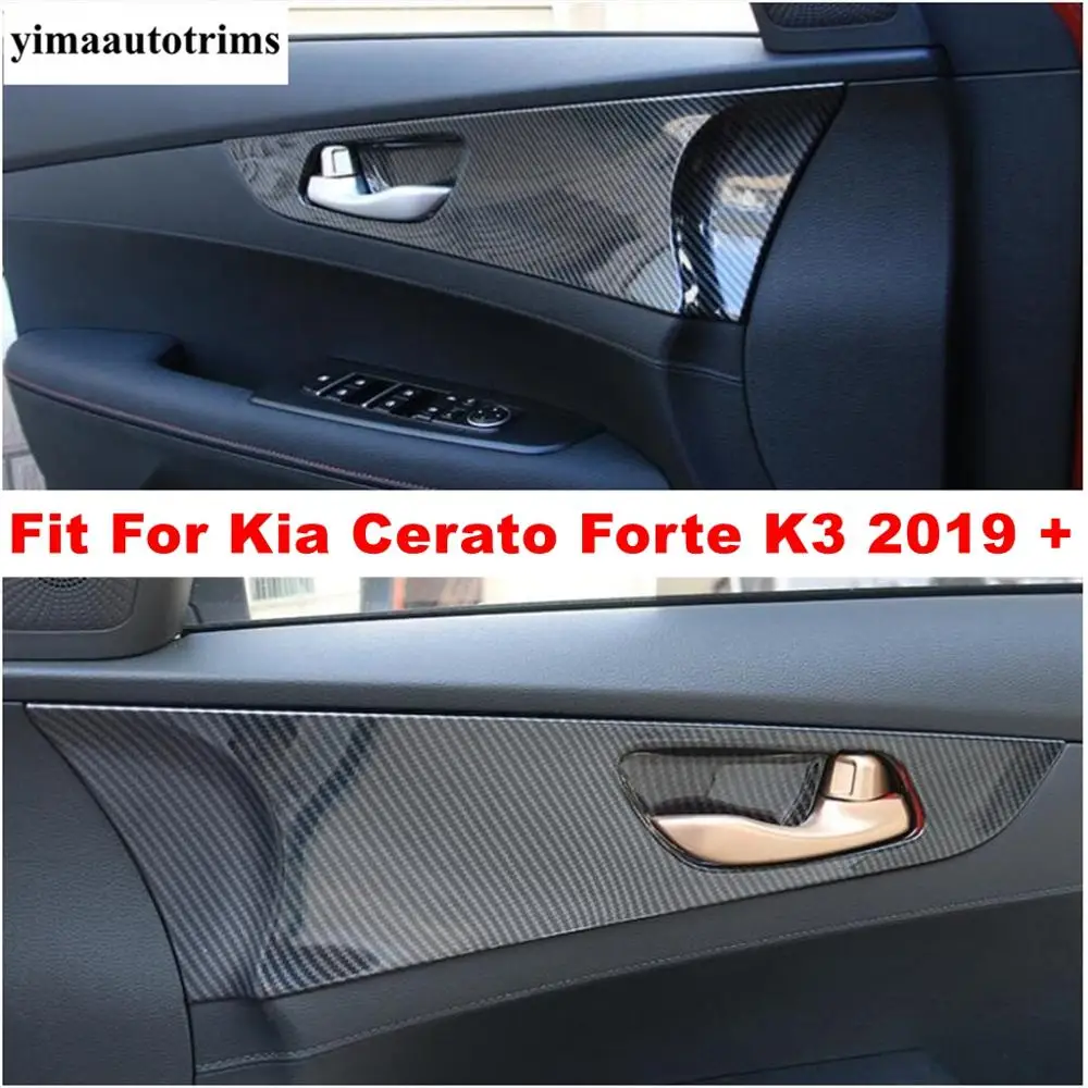 

Inner Car Door Pull Doorknob Handle Hand-clasping Panel Cover Trim For Kia Cerato Forte K3 2019 2020 2021 ABS Carbon Fiber Look