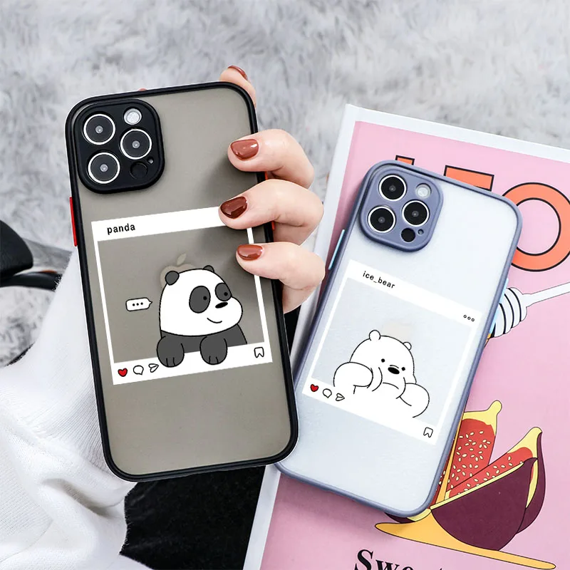 Милые Мультяшные чехлы с маленьким медведем и пандой для iPhone 13 12 11 Pro Max Mini Coque X XR XS 7