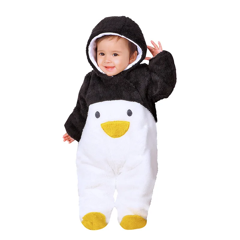 Baby winter clothes suit christmas plush baby onesie Girl boys Ha Yi panda rabbit penguin animal costume Hooded newborn jumpsuit | Детская