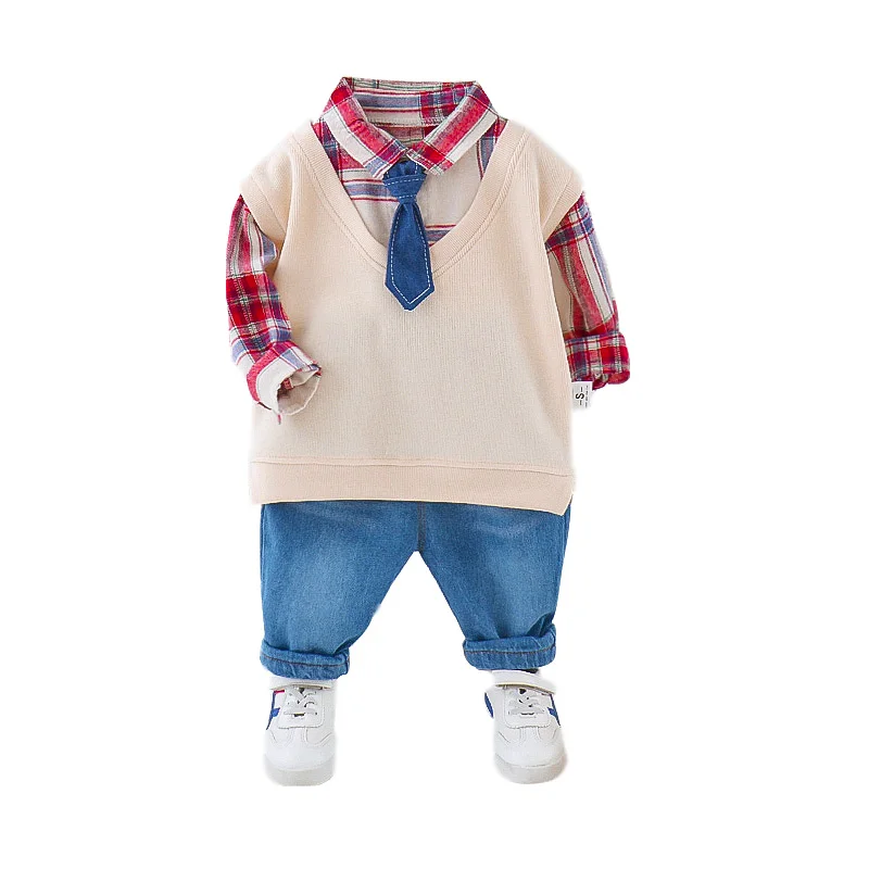 

Детские модные брендовые комплекты одежды, Детские хлопковые пальто с длинным рукавом и штаны, спортивный костюм для малышей 2 шт./компл., Ос...