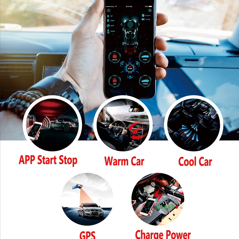 

Cardot Liquid Crystal Key Gsm Gps Car Alarm Play And Plug Canbus Push Button Start Smart Keyless Entry System for Ford Ranger